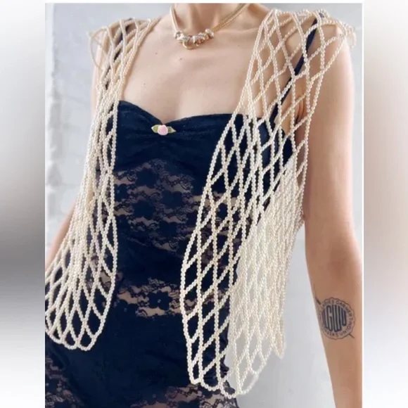 Vintage 1980s Novelty Pearl Vest - Picture 5 of 5